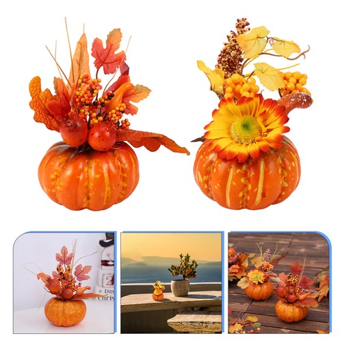 2 Pcs Pumpkin Ornaments Halloween Prop Artificial Pumpkins for Decorating