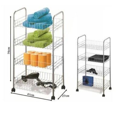 Carrello Portaverdure In Metallo – 5 Ripiani E Ruote, Misure 32x38x86 Cm