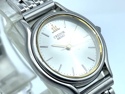 Near MINT Vintage SEIKO Credor Quartz Ladies Watch Silver Dial