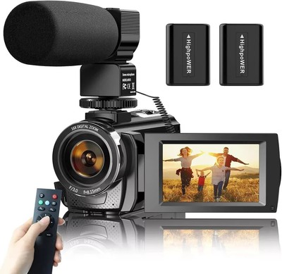 Video Camera Camcorder for YouTube, Digital Vlogging Camera FHD 1080P 30FPS 2...