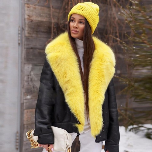 Fox Fur Collar Warm Coat | eBay