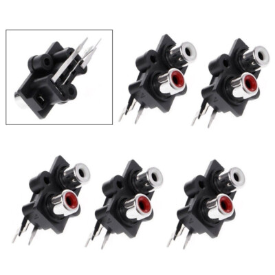 5pcs Panel PCB Mount 2 Way RCA Female Jack Audio Connector Socket Stereo
