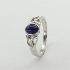 Size 8 1/2 Size 8.5 Oval Celtic BLUE LAPIS LAZULI Ring 925 STERLING SILVER  95