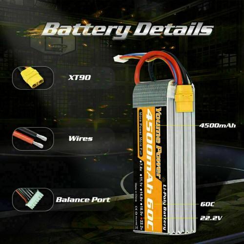 2Stück 22,2V 4500mAh 6S Lipo Akku XT90 für RC Hubschrauber Drohne Car Auto Lkw - Bild 3 von 5