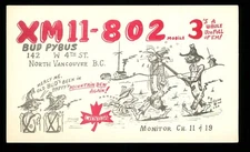 1 x QSL Card Radio USA XM11-8023 North Vancouver BC 1960s Bud Pybus ≠ V106