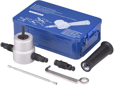Double Head Sheet Metal Nibbler Drill Attachment – Cuts Steel, Stainless & Aluminum, 360° Adjustable, 1500-3000 RPM