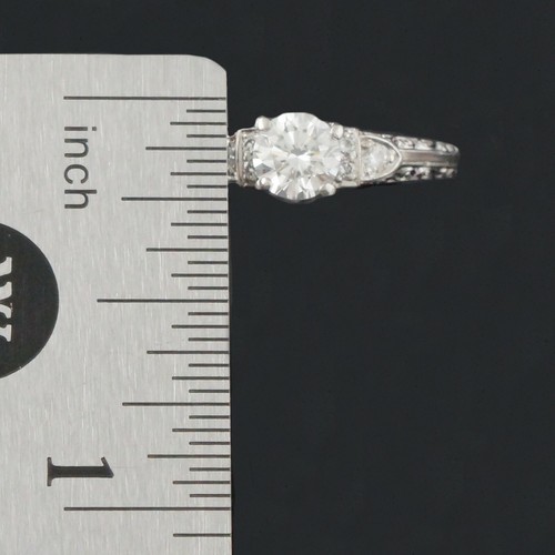 Van Craeynest Platinum & .58 CTTW Diamond Estate Scrollwork Engagement Ring - Picture 9 of 9