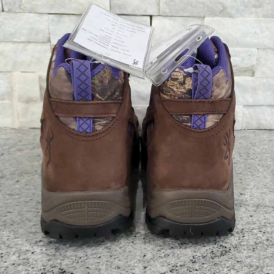 Botas de caza Browning de cuero impermeables púrpura y camuflaje con cordones 400 g para mujer 7M Foto 3 de 4