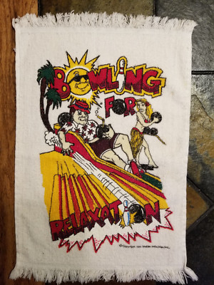 Vintage Novelty BOWLING FOR RELAXATION Cotton Ball Towel Master Industries