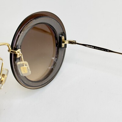 MIU MIU REVEAL MU10RS Gold Brown Glitter Oversized Fashion Round