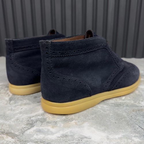 Stivali Loro Piana Open Walk Desert allacciati punta ad ala blu navy scamosciati 10 US o 40 EUR - Foto 16 di 24