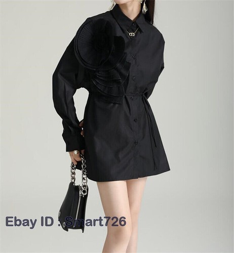 Japanese Women Long Sleeve Button Shirt Casual Mini Shirtskirt Loose Fashion - Picture 22 of 27