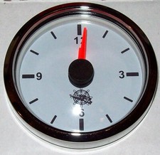 QUARZ UHR ZEITUHR CLOCK 12V & 24V 52mm weiss mit Chromrand