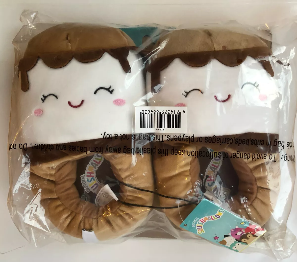 Sz 13 1 2 3 SQUISHMALLOW Carmelita S mores SLIPPERS Kids KELLYTOY