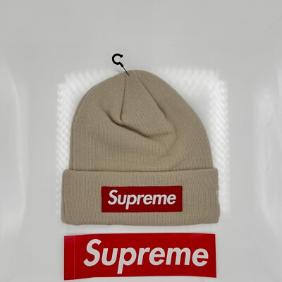 Supreme New Era Box Logo Beanie (FW24) Stone *AUTHENTIC*