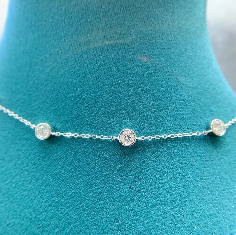 1ct 2.5mm Bubble Choker Lab-Created Necklace VVS1/D/Excellent Diamond Test Pass - Image 3 of 4