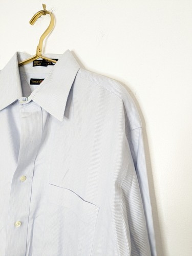 Tommy Hilfiger Size 15.5" Blue & White Striped Tommy Traveler TLC Dress Shirt - Picture 2 of 10