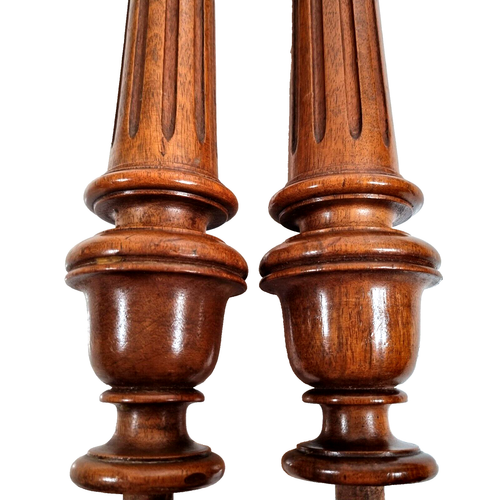 2 Baluster wood carving column 12.56 in Antique French architectural salvage