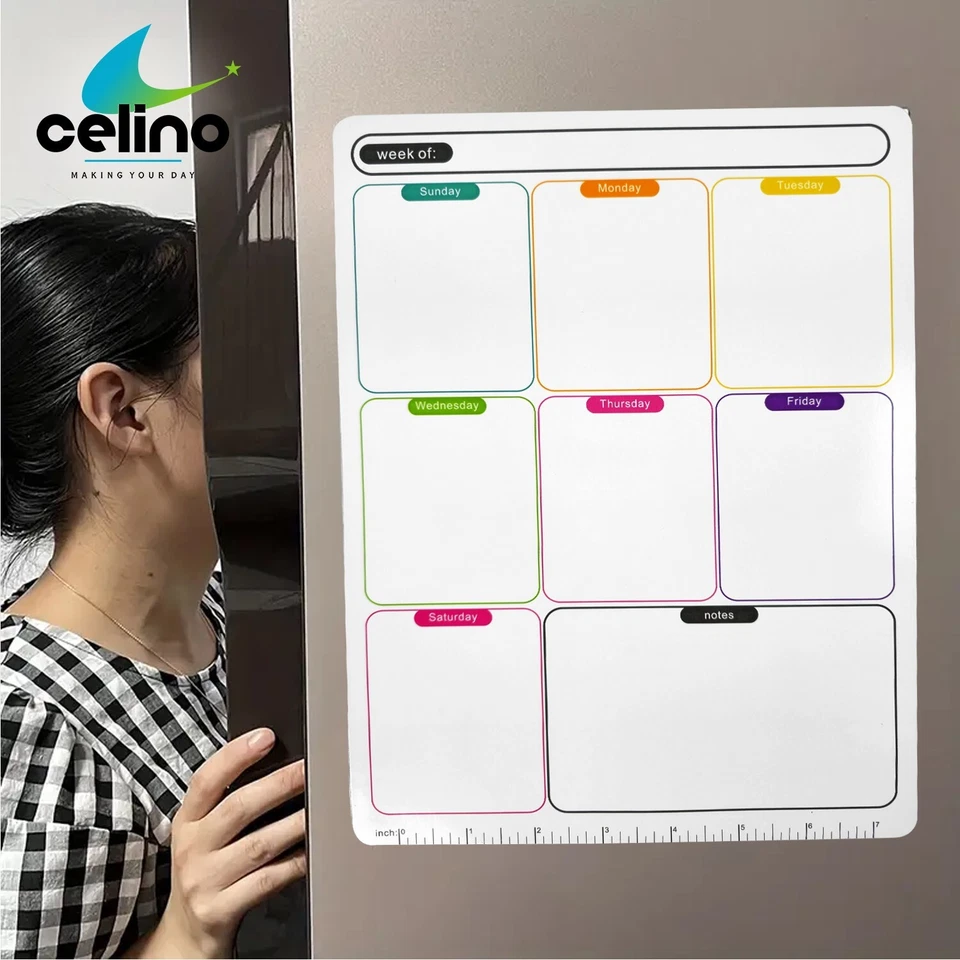 A4 Weekly Planner Magnetic Whiteboard Dry Wipe To Do List Meal Shopping Notes - Image 3 of 4