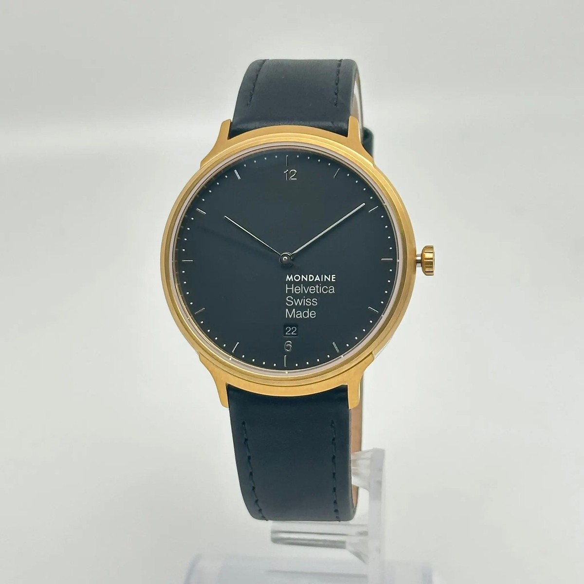 Mondaine Helvetica No1 38mm Gold-Tone Steel White Dial Quartz