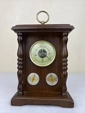 VTG Wood Weather Station Thermometer Hygrometer Barometer 9 5/8” Manual Untested