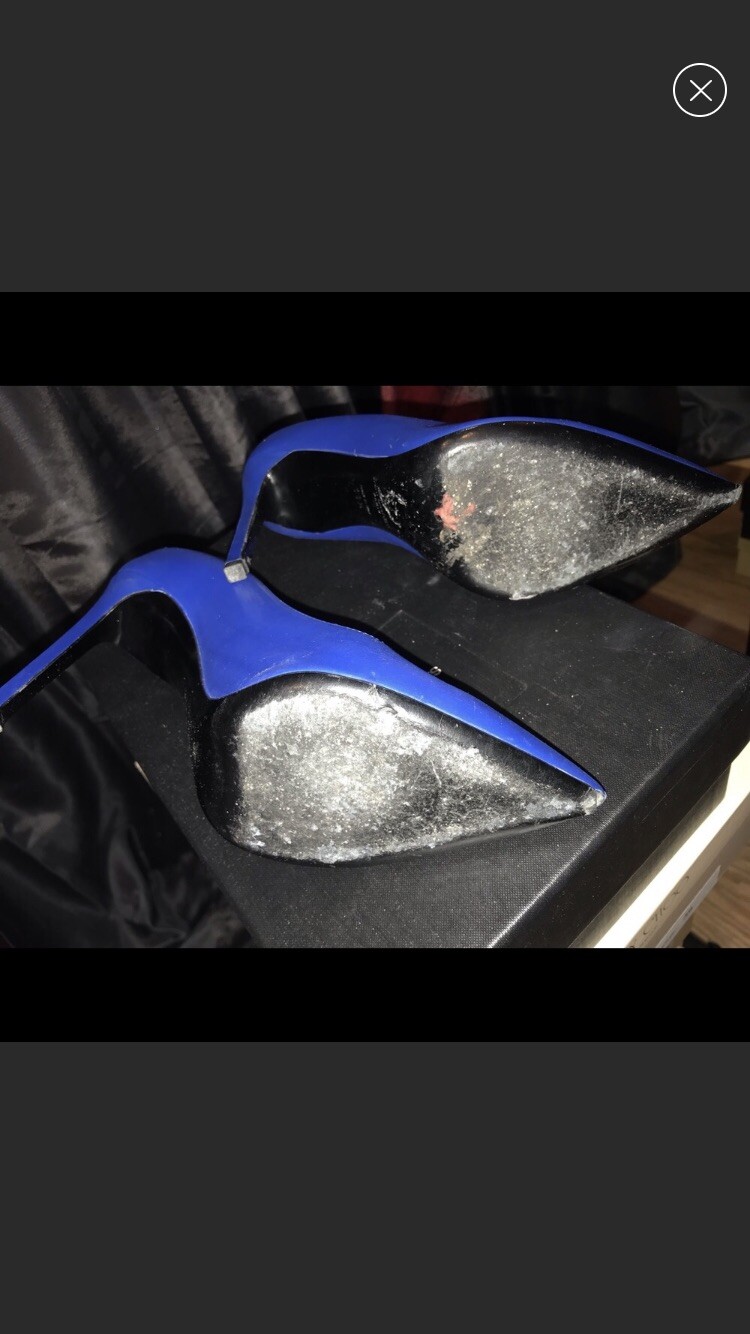 Décolleté classiche a punta in pelle blu Saint Laurent taglia 39 5 9 5