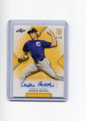 2021 Leaf Perfect Game Autographs Yellow Andrew Behnke Auto 2/20