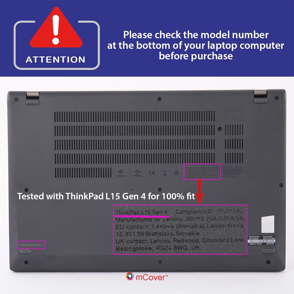 mCover Coque uniquement compatible avec Lenovo ThinkPad L15 Gen 3 2023-2025 15,6 | Gen 4 Series Windows (ne convient pas aux autres modèles) - Transparent