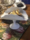 1950s Vintage Indiana Glass White Milk Glass Banana Boat Pedestal Bowl
