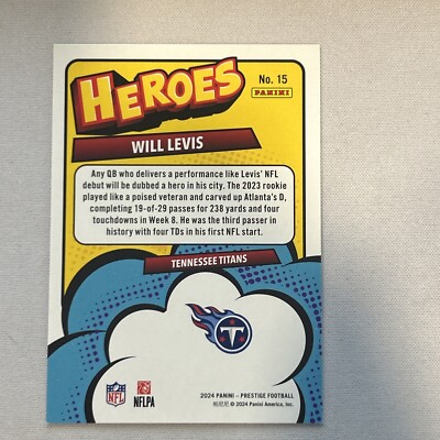 2024 Panini Prestige Football - Will Levis - Heroes #15