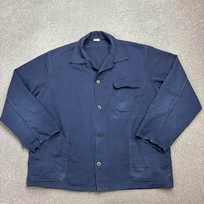 #ad French Jacket Adult Large Blue VTG Work Wear Utility Chore Canvas Outdoor Mens $56.33