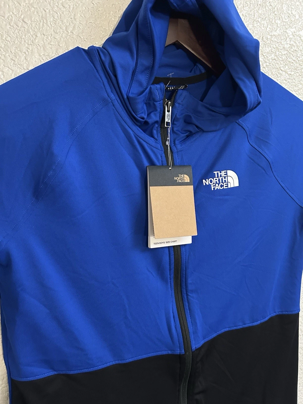 The North Face FlashDry Full Zip Jacket Kids Boys XXL Blue Thumbhole Active UPF