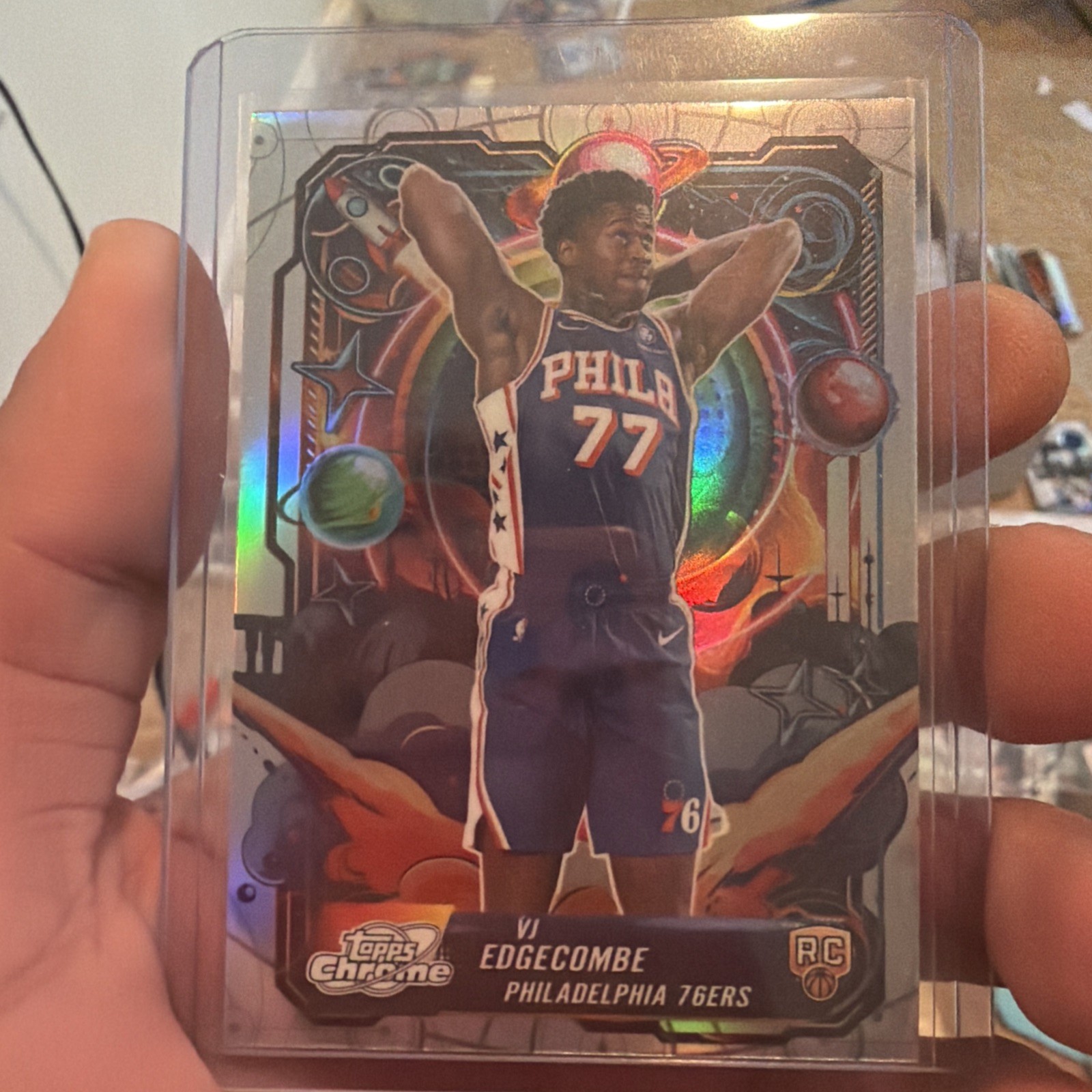 2025-26 Topps Cosmic Chrome VJ Edgecombe Refractor Propulsion RC 76ers PRP-18