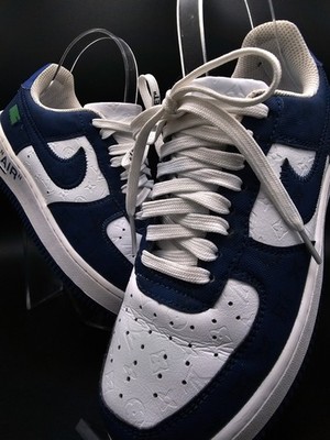 #4767 Blue And White Nike Air Force 1's Low Top