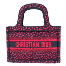Christian Dior Book Tote Mini Handbag Jacquard Red 828779