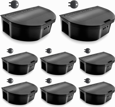 Mouse Bait Stations 8-Pack   Tamper-Resistant Locking Rodent Bait Boxes with Key