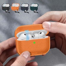 For Airpods Pro 3 Airpods 4th Gen Leather Texture Stand Protective Case Lanyard