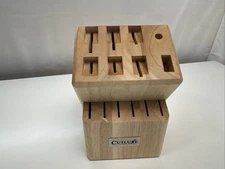 CUTLUXE 14 Slot Knife Storage Block w/ Hardwood OAK Finish, 12 Slots for Knives