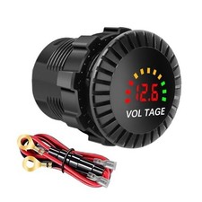Waterproof Battery Voltage Meter, LED Digital Display Gauge for 12V/24V Red
