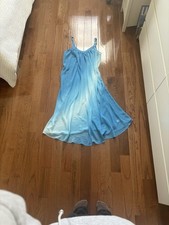 Oscar de la renta pink label chiffon blue white draped sheer gown - M