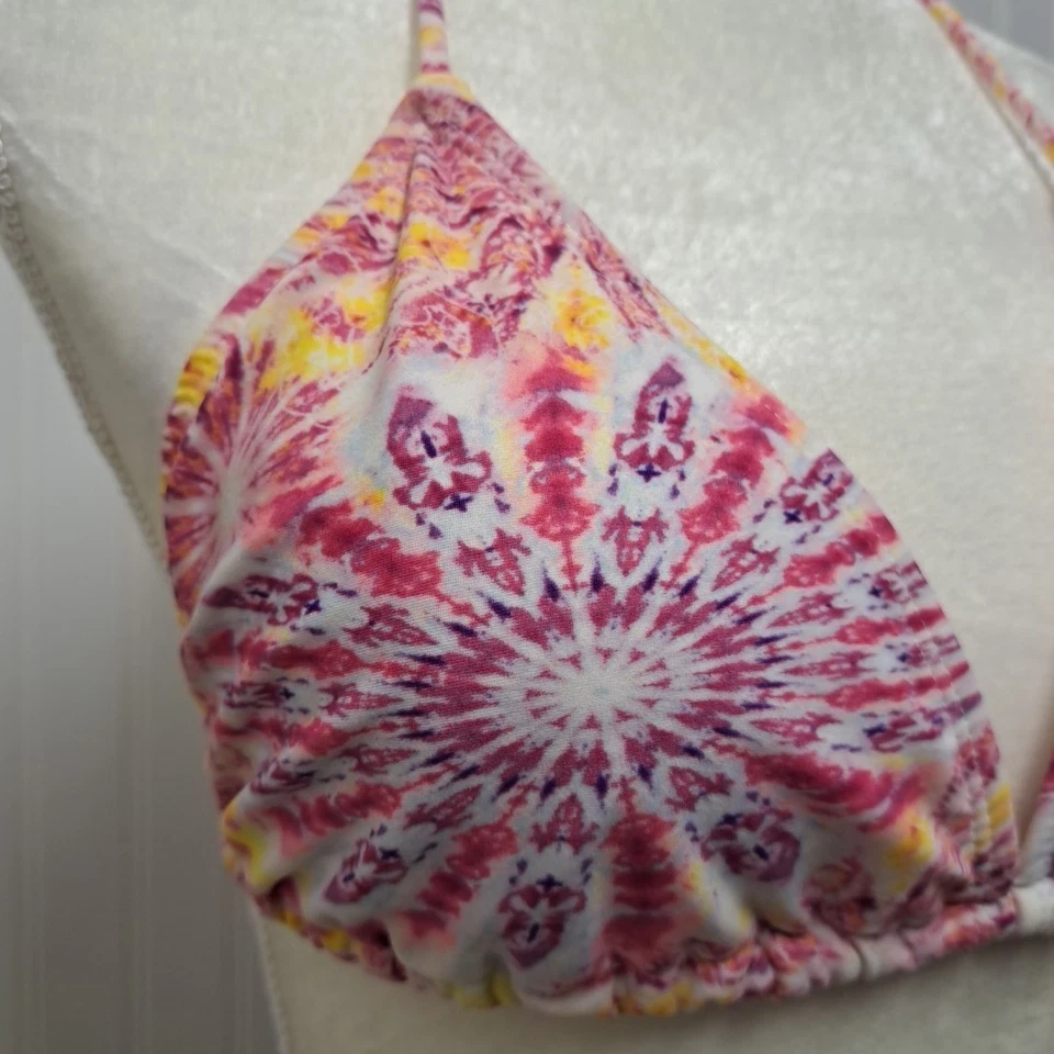 Top de bikini de natación Ocean Pacific de colección para mujer XL rosa tie dye triángulo almohadillas extraíbles Foto 3 de 4