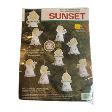 Sunset Four Holly Angels Appliqued Felt ornam...