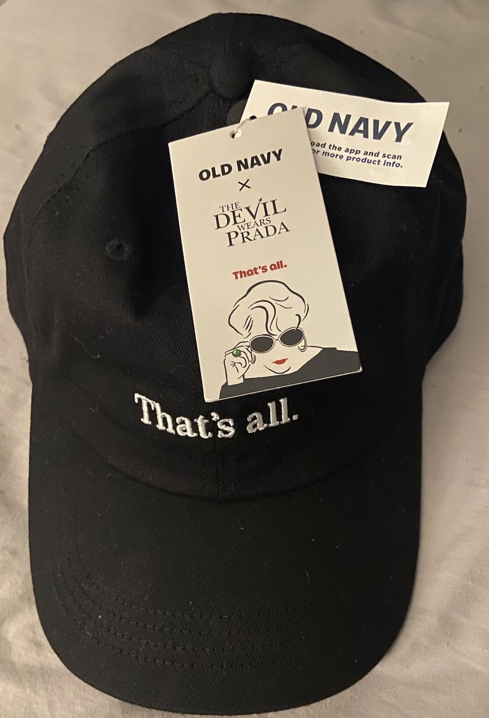 NWT Old Navy x The Devil Wears Prada black BASEBALL CAP HAT "THATS ALL"