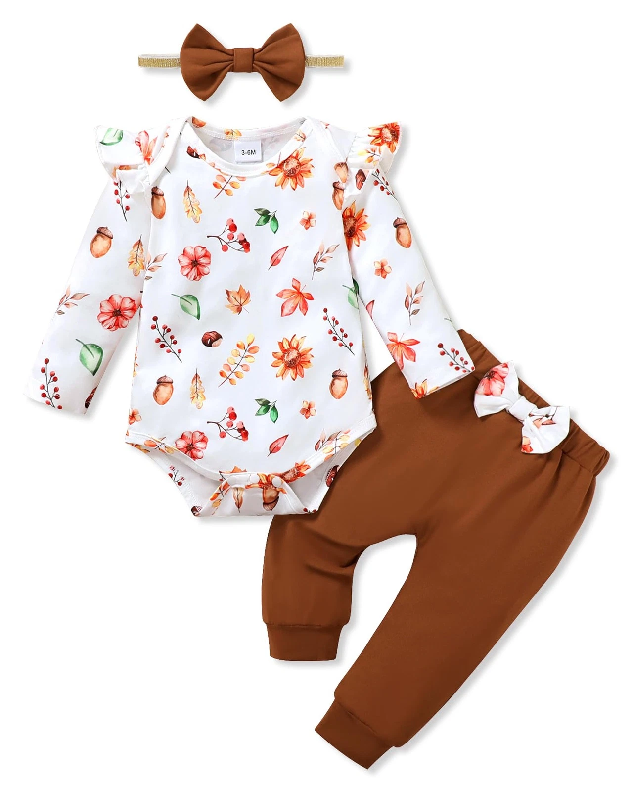 Baby Girl Clothes Newborn Infant Outfits Floral Romper+Pants+Headband Fall Ba...