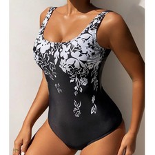 Plus Size One Piece Swimsuit Women's Printed Push Up Beach Swimwear Summer Suit