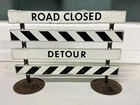 Vintage Marx Railroad Road Closed/Caution Tin Litho Toy Sign for LGB Train Setup