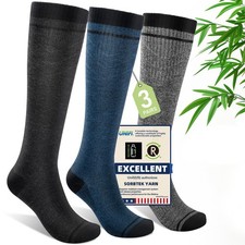 Mens Compression Socks for Men Women 3 Pairs 15-20 mmHg Bamboo Viscose Knee...
