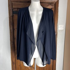 Monsoon Navy Blue Knit Long Sleeve Layered Waterfall Cardigan Size Large