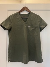 FIGS Technical Collection Unisex Scrub Top Green Solid Pattern Size XS