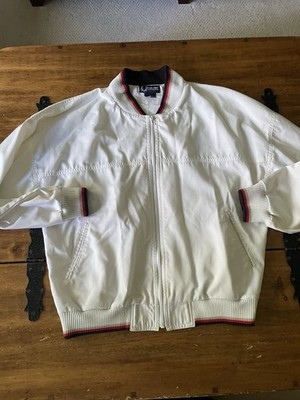 Vintage 90s Fred Perry Sportswear Tennis Track Jacket XL X-large White Taiwan